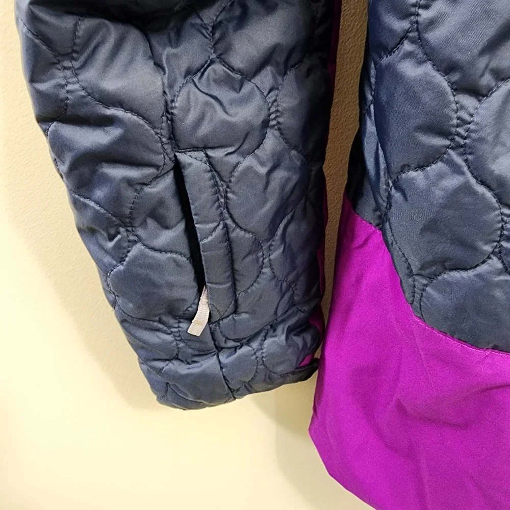 Columbia girl size large zip front‎ purple with gray quilting accent winter coat
